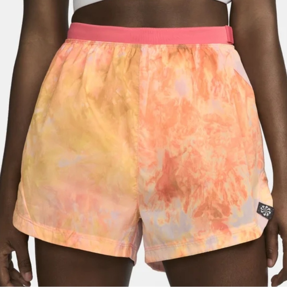 Women's Nike Tie-Dye Shorts in Pink and Orange